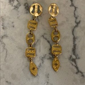 3.5in gold dangly earrings